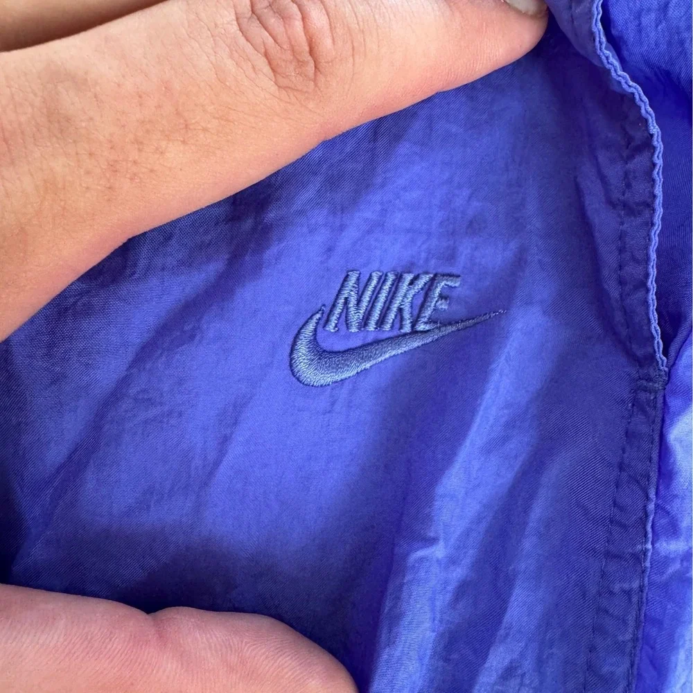Nike Vintage Royal Blue Nylon Track Pants Mesh Lined Windbreaker Joggers Mens M